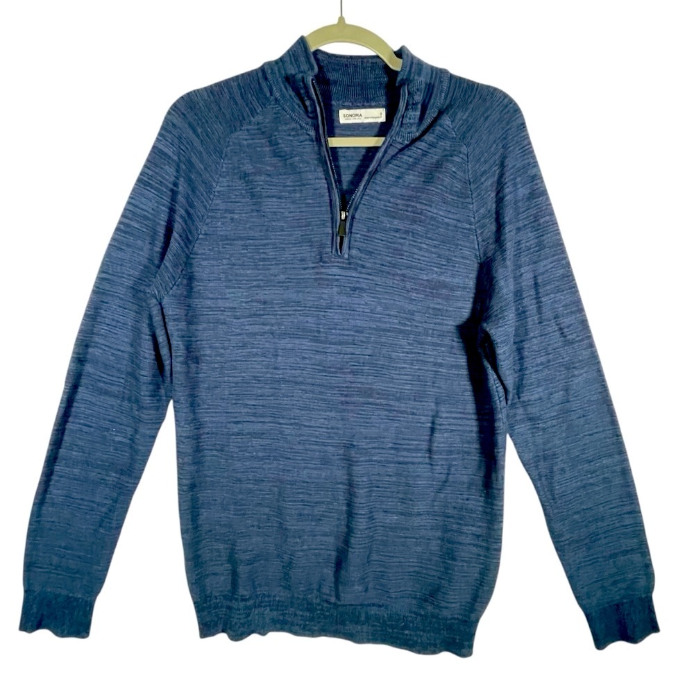 Sonoma Blue Zip-Up Sweater with Ribbed Cuffs – Size M EUac